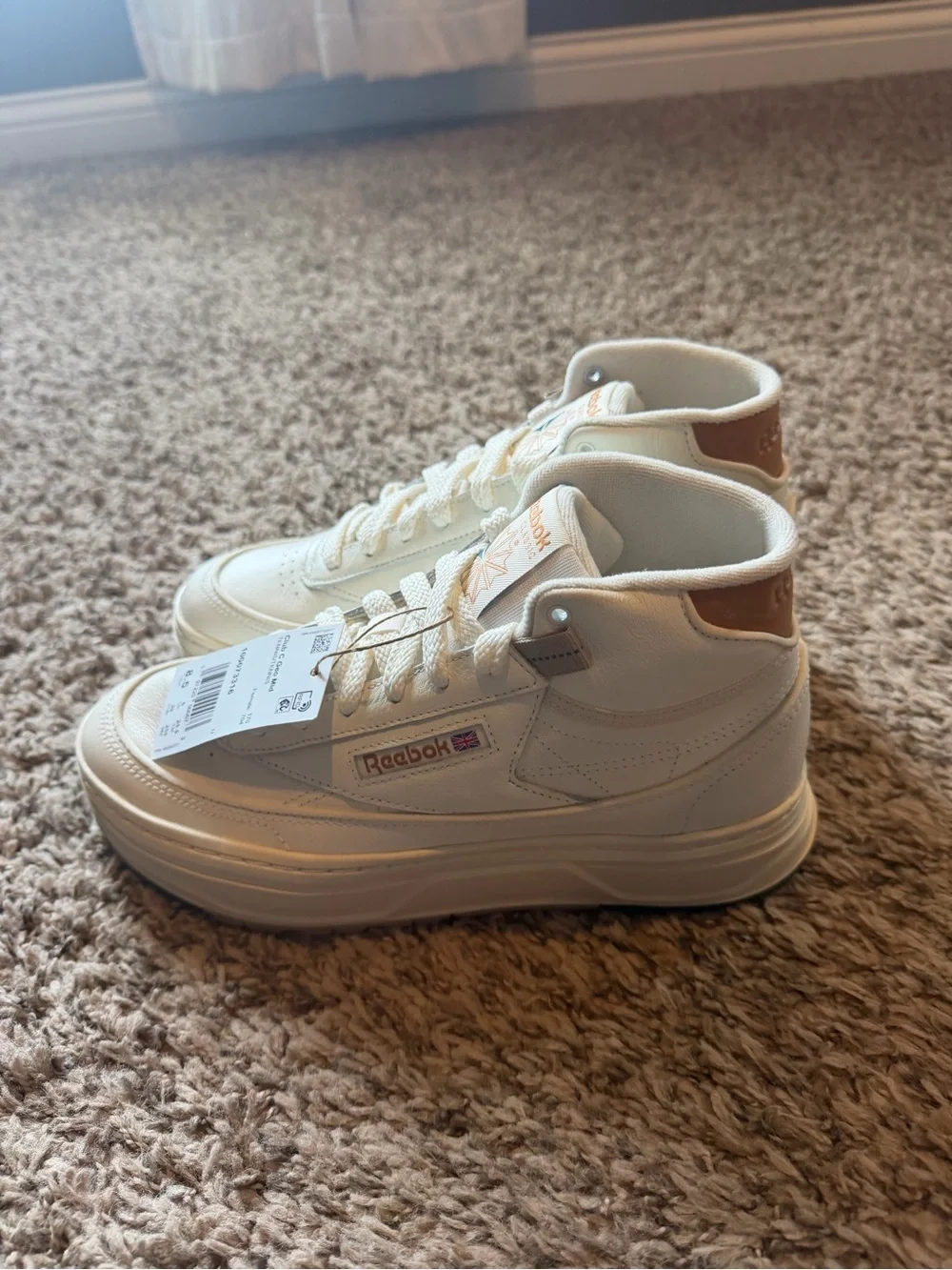 NWT Reebok Club C Geo Mid Platform Sneakers Chalk Court Brown Women’s 8.5